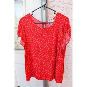Red Floral Blouse